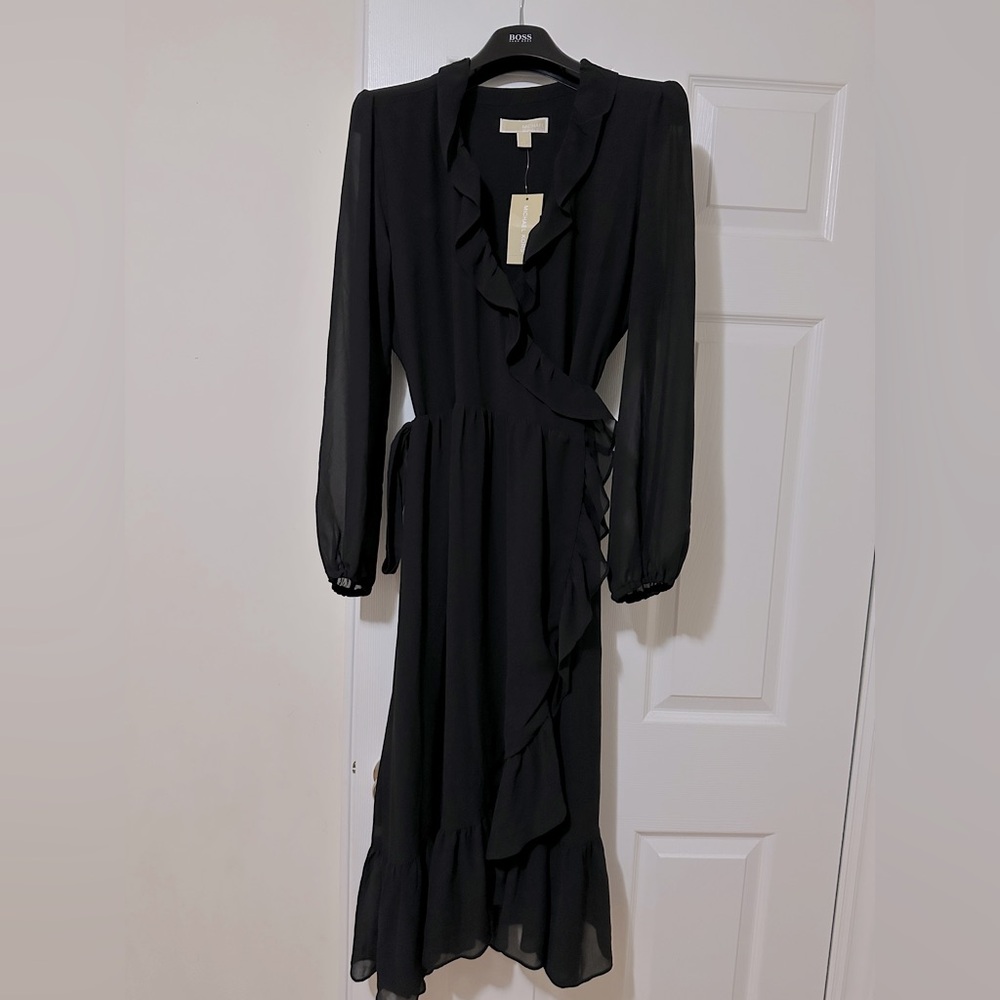 MK Elegant Black Ruffle Dress